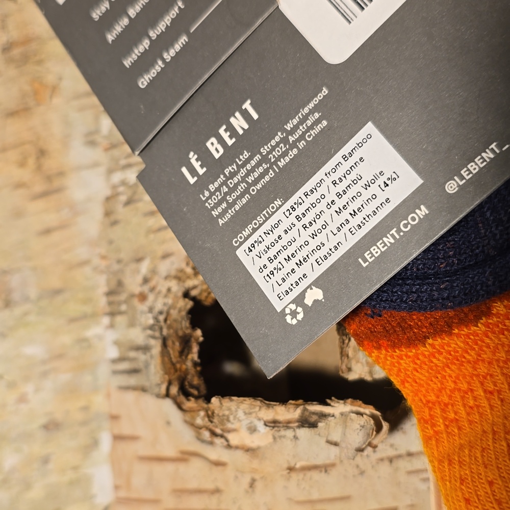 Le BENT X Mickey Graglia Pro Series Merino Wool Blend Trail Socks Unisex Medium - Picture 5 of 8
